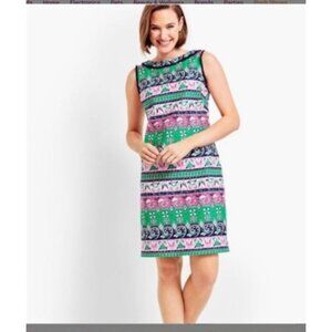 Talbots Petite size 10 petite Sleeveless pink green Paisley striped Dress  lined